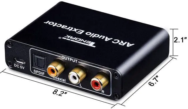 Alt view image 2 of 6 - 192KHz HDMI ARC Audio Extractor for HDTV Soundbar Speaker Amplifier | HDMI ARC Adapter with Optical TOSLINK SPDIF/Coaxial and 3.5mm L/R Stereo Audio Output, Digital to Analog Audio Converter