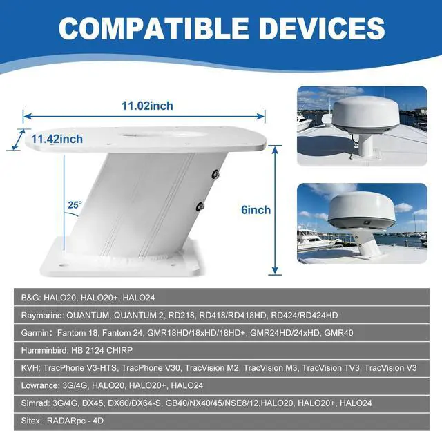 Alt view image 2 of 6 - APT-150-01 Aluminum Radar Mount 6" AFT Leaning Compatible with Garmin Raymarine Simrad Radomes