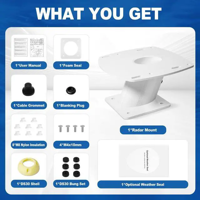 Alt view image 4 of 6 - APT-150-01 Aluminum Radar Mount 6" AFT Leaning Compatible with Garmin Raymarine Simrad Radomes