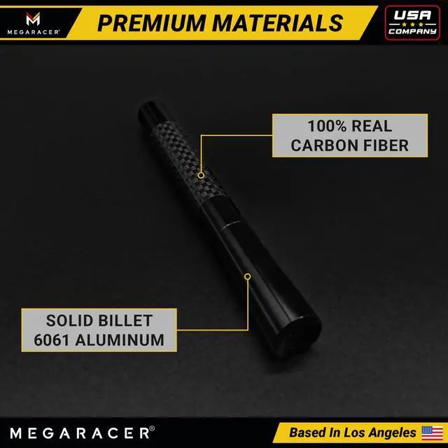 Alt view image 6 of 6 - 5" Short Black Carbon Fiber Truck Antenna for Ford F150 F250 Bronco | RAM 1500 Chevy Silverado GMC Sierra Wrangler Gladiator Tundra Tacoma RAV4 Rogue, Car Wash Safe, Small Stubby Replacement