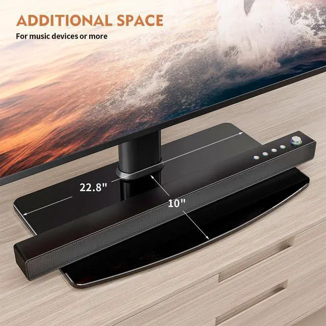 Alt view image 5 of 6 - Universal TV Stand/Base Tabletop TV Stand with Wall Mount for 40 to 86 inch 5 Level Height Adjustable, Heavy Duty Tempered Glass Base, Holds up to 132lbs Screens, HT03B-003
