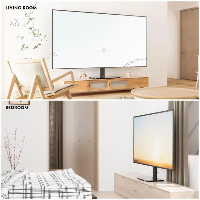 Alt view image 6 of 6 - Universal TV Stand/Base Tabletop TV Stand with Wall Mount for 40 to 86 inch 5 Level Height Adjustable, Heavy Duty Tempered Glass Base, Holds up to 132lbs Screens, HT03B-003