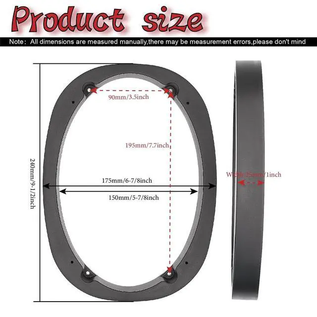 Alt view image 2 of 6 - 2 Pair 6x9 Speaker Spacer Adapter Universal Plastic Vehicle Car Ring Mount, 6X9 Speakers Spacer Bracket Audio Mat