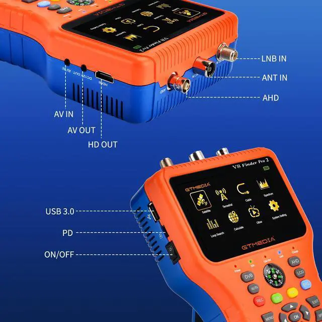 Alt view image 2 of 6 - GT Media V8 Finder Pro Satellite Finder Meter SAT Finder TV DVB-S2X/S2/S/T2/T/C Signal Receiver H.264 Digital Sat Detector Satellite Recognition for Adjusting Sat Dish