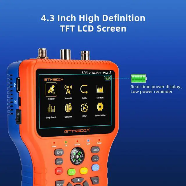 Alt view image 3 of 6 - GT Media V8 Finder Pro Satellite Finder Meter SAT Finder TV DVB-S2X/S2/S/T2/T/C Signal Receiver H.264 Digital Sat Detector Satellite Recognition for Adjusting Sat Dish