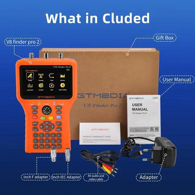Alt view image 6 of 6 - GT Media V8 Finder Pro Satellite Finder Meter SAT Finder TV DVB-S2X/S2/S/T2/T/C Signal Receiver H.264 Digital Sat Detector Satellite Recognition for Adjusting Sat Dish
