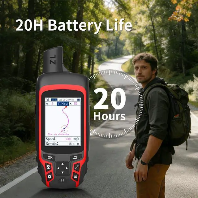 Alt view image 6 of 6 - A6 Handheld GPS for Hiking,Multi GNSS Support,Rugged Navigator | Compact GPS with 2.4" Color Screen, 20 Hours Battery Life for Hiking and All Outdoor Activities