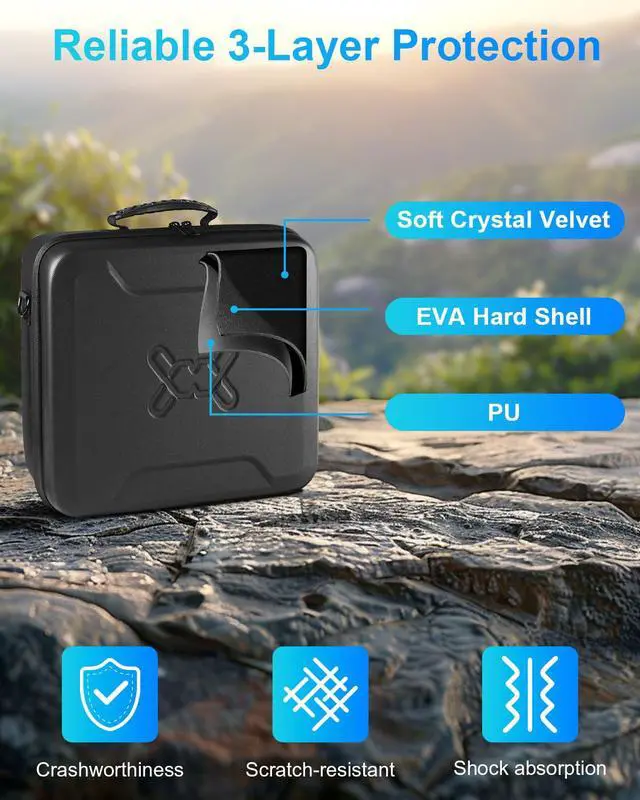 Alt view image 2 of 6 - Carrying Case for Starlink Mini - Starlink Mini Accessories Lightweight Travel Case, Splash-Resistant & Shockproof EVA Protective Cover with Shoulder Strap, Portable Hard Bag for Travel, Black