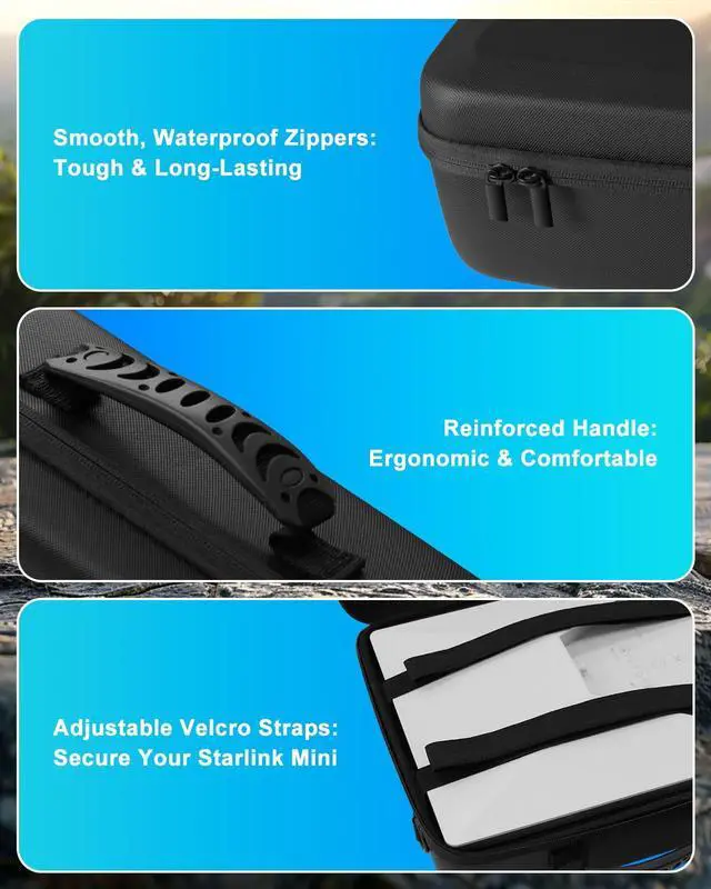 Alt view image 5 of 6 - Carrying Case for Starlink Mini - Starlink Mini Accessories Lightweight Travel Case, Splash-Resistant & Shockproof EVA Protective Cover with Shoulder Strap, Portable Hard Bag for Travel, Black