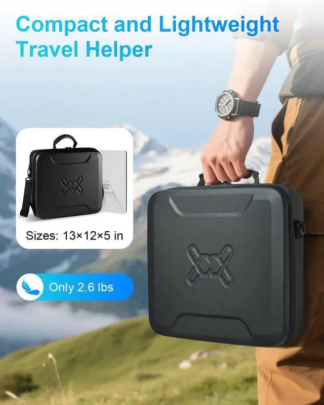 Alt view image 6 of 6 - Carrying Case for Starlink Mini - Starlink Mini Accessories Lightweight Travel Case, Splash-Resistant & Shockproof EVA Protective Cover with Shoulder Strap, Portable Hard Bag for Travel, Black