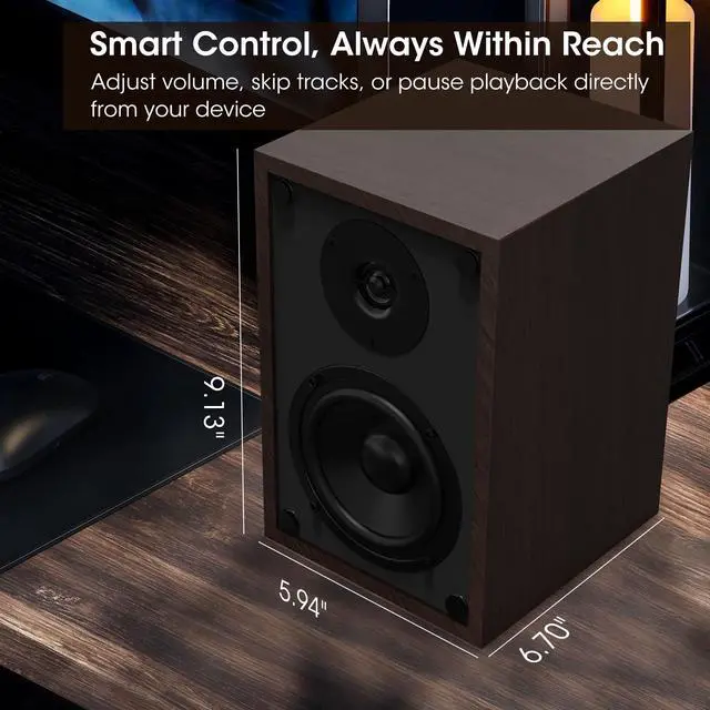 Alt view image 3 of 6 - Bluetooth Bookshelf Turntable Speakers | Record Player Speakers with RCA Input, Sub Out Port for BESTISNA SW65C/ SW65D Subwoofer,4 Inch Woofer, SR04F-01