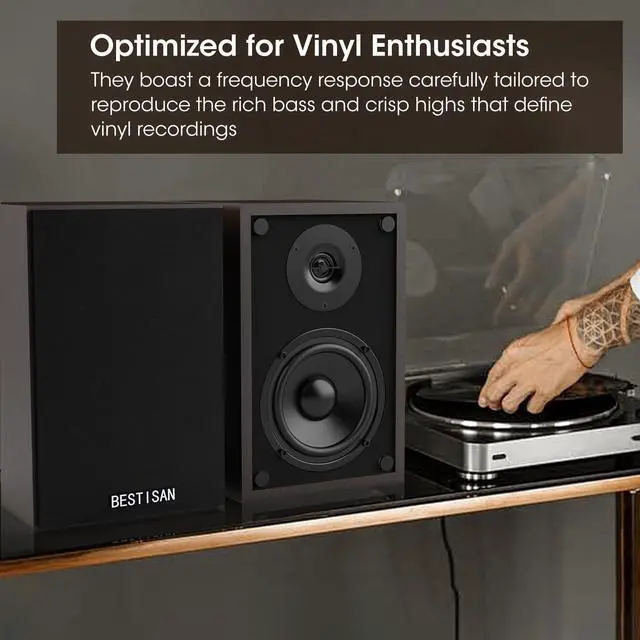 Alt view image 4 of 6 - Bluetooth Bookshelf Turntable Speakers | Record Player Speakers with RCA Input, Sub Out Port for BESTISNA SW65C/ SW65D Subwoofer,4 Inch Woofer, SR04F-01