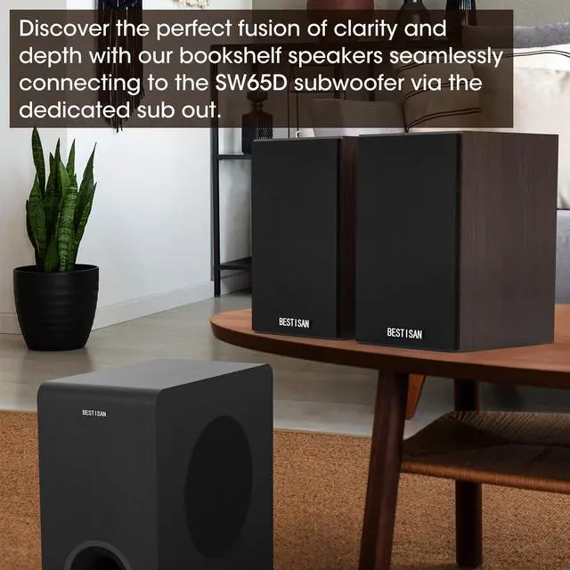 Alt view image 5 of 6 - Bluetooth Bookshelf Turntable Speakers | Record Player Speakers with RCA Input, Sub Out Port for BESTISNA SW65C/ SW65D Subwoofer,4 Inch Woofer, SR04F-01