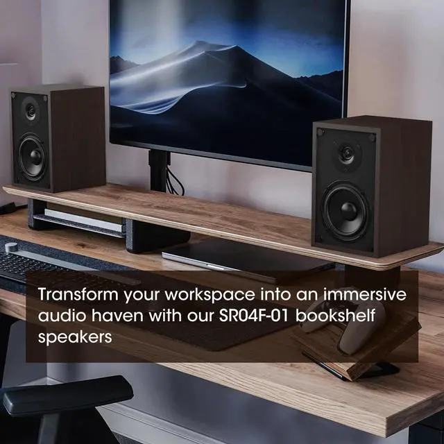 Alt view image 6 of 6 - Bluetooth Bookshelf Turntable Speakers | Record Player Speakers with RCA Input, Sub Out Port for BESTISNA SW65C/ SW65D Subwoofer,4 Inch Woofer, SR04F-01