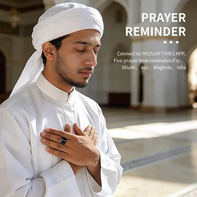 Alt view image 5 of 6 - Smart Tasbih Zikr Ring,Adjustable Counter, 3 Sizes (18,20,22mm) Muslim Digital Azan Alarm Clock,APP Support Digital Counter Prayer Reminder Rings, Waterproof 5 Digit Finger Counter zikr Ring