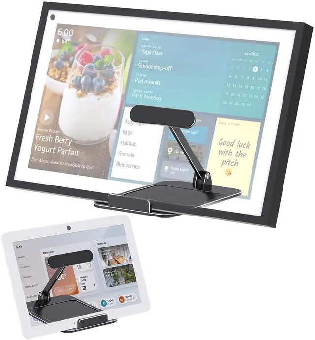 Main image of Tilt Stand Compatible with Echo Show 15 and Echo Hub, Organizer Tray | Aluminum Alloy, 22°-85° Tilt, Portrait or Landscape, Foldable Design, No Mounting Needed, Black