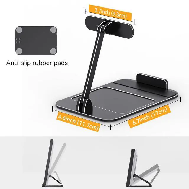 Alt view image 4 of 6 - Tilt Stand Compatible with Echo Show 15 and Echo Hub, Organizer Tray | Aluminum Alloy, 22°-85° Tilt, Portrait or Landscape, Foldable Design, No Mounting Needed, Black