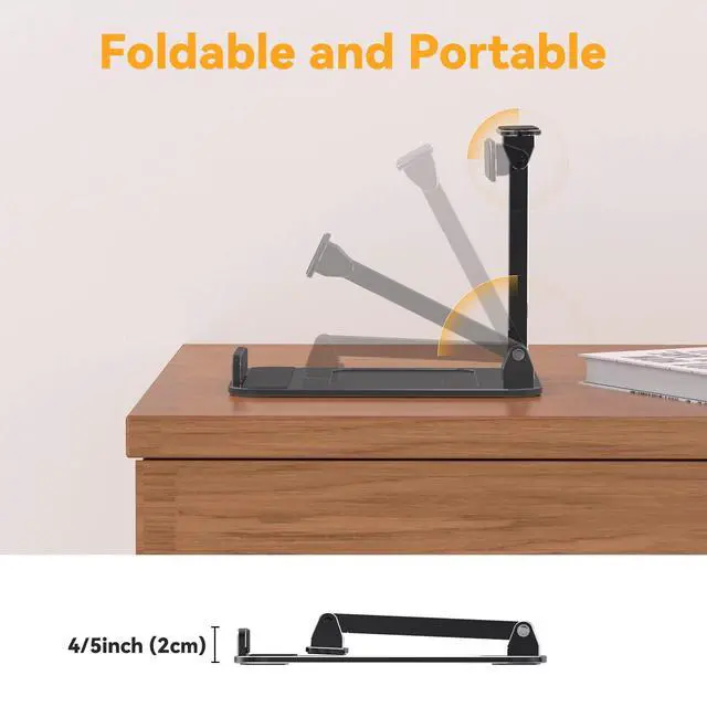 Alt view image 6 of 6 - Tilt Stand Compatible with Echo Show 15 and Echo Hub, Organizer Tray | Aluminum Alloy, 22°-85° Tilt, Portrait or Landscape, Foldable Design, No Mounting Needed, Black