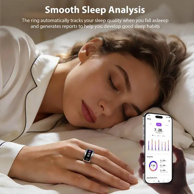 Alt view image 5 of 6 - Smart Ring for Women for Men,Fitness Tracker Ring with Monitors Heart Rate,Blood Oxygen,Sleep,Stress and 60 Health Metrics(Sliver, 10)