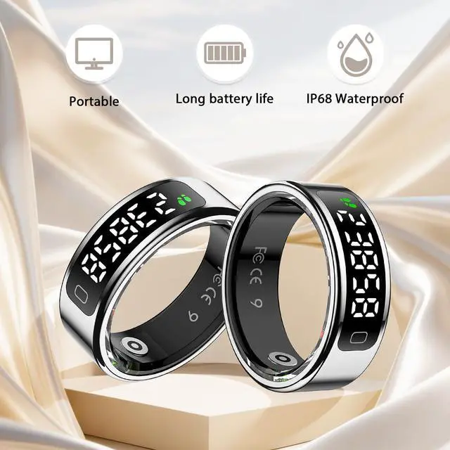 Alt view image 6 of 6 - Smart Ring for Women for Men,Fitness Tracker Ring with Monitors Heart Rate,Blood Oxygen,Sleep,Stress and 60 Health Metrics(Sliver, 10)