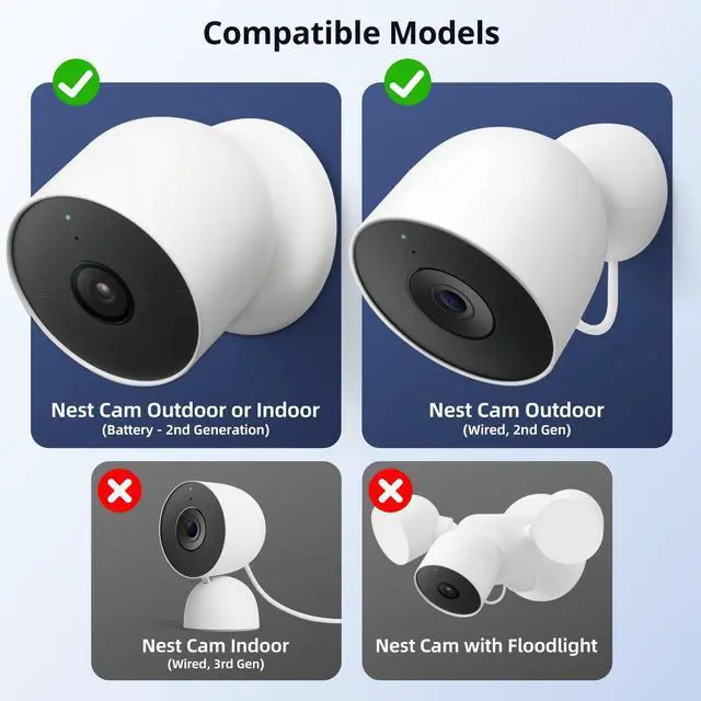 Alt view image 3 of 6 - Magnetic Wall Mount Compatible with Google Nest Cam Outdoor (Wired, 2nd Gen) and Outdoor or Indoor, Battery, 4 Installation Methods, Nest Camera Replacement Angled Mount, Nest Cam Desk Stand