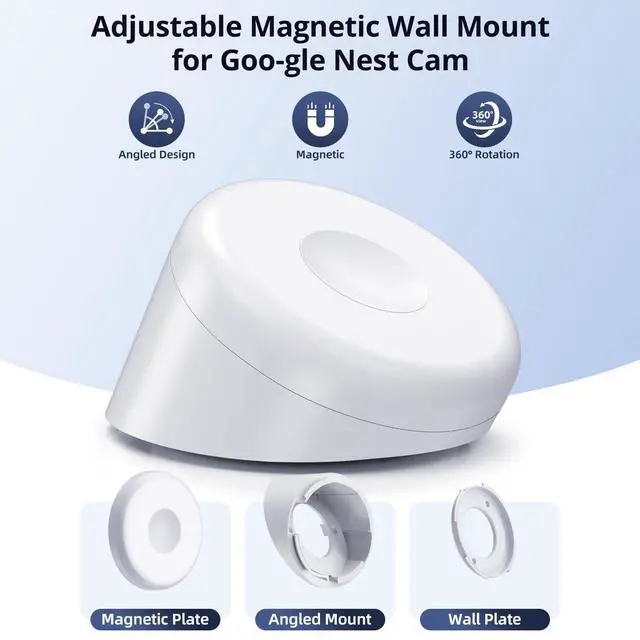 Alt view image 6 of 6 - Magnetic Wall Mount Compatible with Google Nest Cam Outdoor (Wired, 2nd Gen) and Outdoor or Indoor, Battery, 4 Installation Methods, Nest Camera Replacement Angled Mount, Nest Cam Desk Stand
