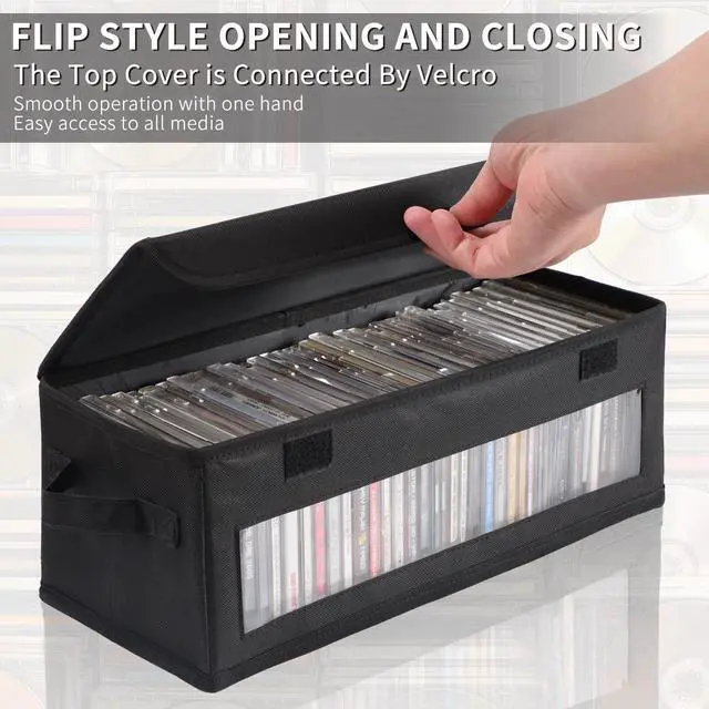 Alt view image 2 of 6 - Home CD Storage Box, Tape Cassette Display Stand With Handle, Movie Box, DVD, Optical Disc Rack, Suitable For Living Room And Desktop