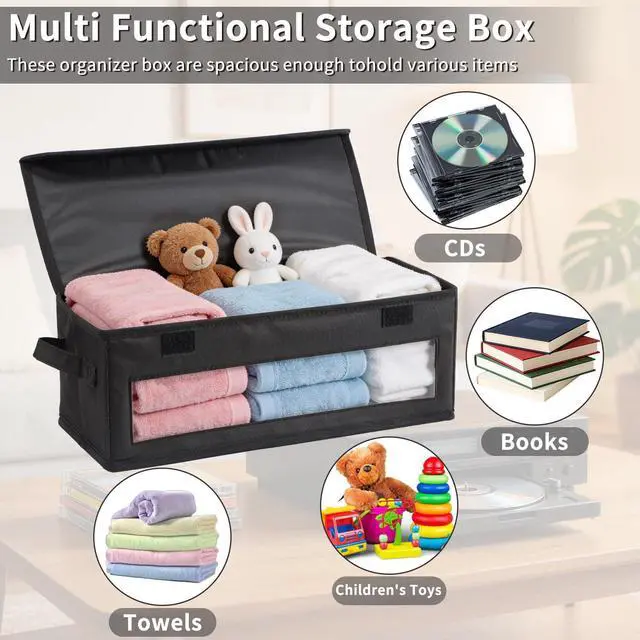 Alt view image 3 of 6 - Home CD Storage Box, Tape Cassette Display Stand With Handle, Movie Box, DVD, Optical Disc Rack, Suitable For Living Room And Desktop