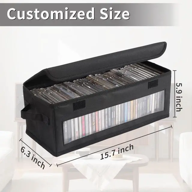 Alt view image 4 of 6 - Home CD Storage Box, Tape Cassette Display Stand With Handle, Movie Box, DVD, Optical Disc Rack, Suitable For Living Room And Desktop