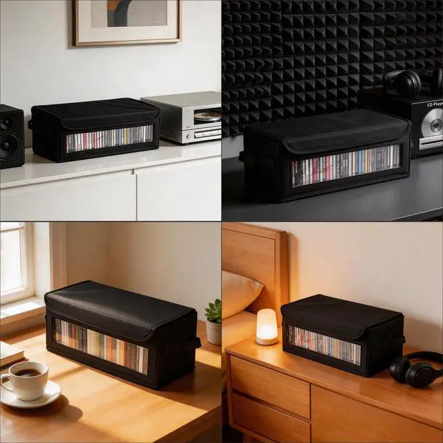 Alt view image 5 of 6 - Home CD Storage Box, Tape Cassette Display Stand With Handle, Movie Box, DVD, Optical Disc Rack, Suitable For Living Room And Desktop