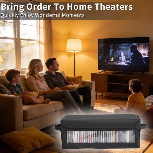 Alt view image 6 of 6 - Home CD Storage Box, Tape Cassette Display Stand With Handle, Movie Box, DVD, Optical Disc Rack, Suitable For Living Room And Desktop