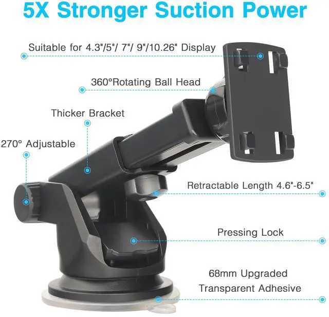 Alt view image 2 of 6 - CarPlay Mount, 2Pcs Backup Camera Monitor Mount for 4.3"-10" Monitor | Dashboard Bracket for Android Auto screen,windshield suction cup Mount for Car Play screen, rear view camera display holder