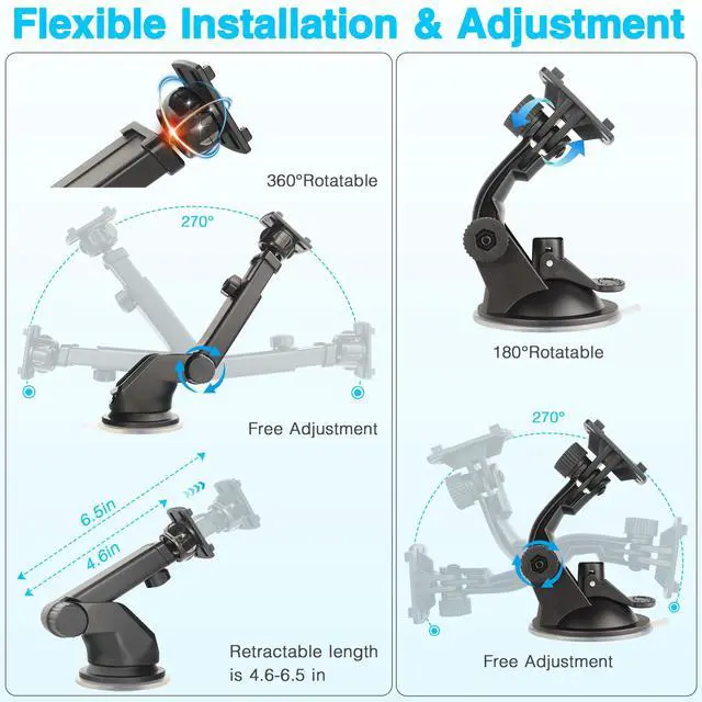 Alt view image 5 of 6 - CarPlay Mount, 2Pcs Backup Camera Monitor Mount for 4.3"-10" Monitor | Dashboard Bracket for Android Auto screen,windshield suction cup Mount for Car Play screen, rear view camera display holder