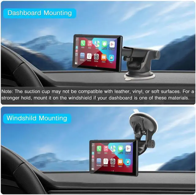 Alt view image 6 of 6 - CarPlay Mount, 2Pcs Backup Camera Monitor Mount for 4.3"-10" Monitor | Dashboard Bracket for Android Auto screen,windshield suction cup Mount for Car Play screen, rear view camera display holder