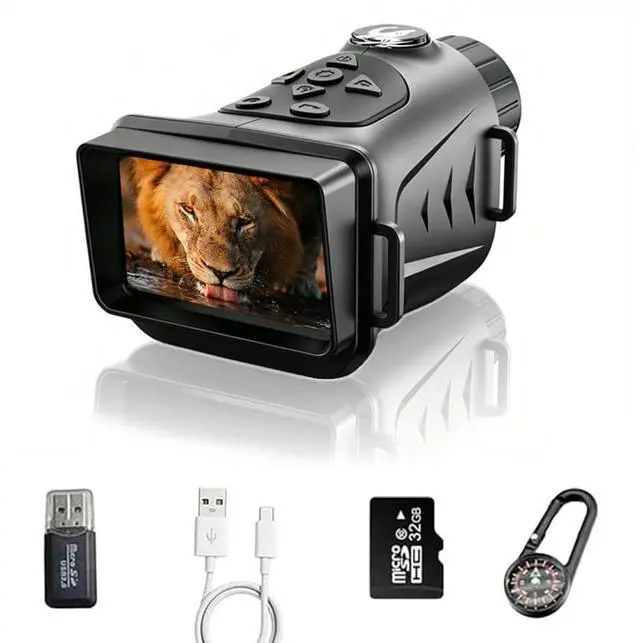 Main image of 4K& 66MP Night Vision Monocular, Dual IR Infrared Monocular with 18X Digital Zoom, 3000mAh Rechargeable Battery,32GB SD Card & Card Reader, Portable for Camping Wildlife Watching Home Security