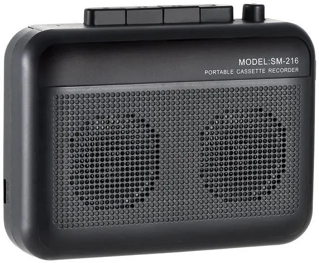Main image of Cassette Player Recorder with Bluetooth Transmitter, Small Cassette Tape Player with Headphone Jack, Build-in Speaker, Microphone Jack, Powered by AC Adapter or AA Battery- Black