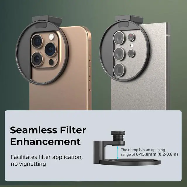 Alt view image 2 of 6 - Universal 67mm Threaded Filter Adapter for Phone Photography, Compatible with 67mm Threaded Filters & LED Lights, Built-in Cold Shoe Mount -5174