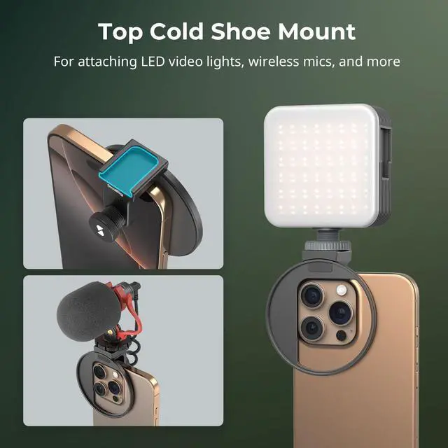 Alt view image 3 of 6 - Universal 67mm Threaded Filter Adapter for Phone Photography, Compatible with 67mm Threaded Filters & LED Lights, Built-in Cold Shoe Mount -5174