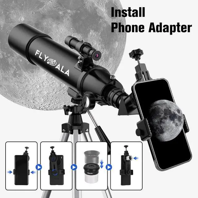 Alt view image 4 of 6 - Telescope for Kids and Adults,80mm Aperture 600mm Focal Length Beginners Astronomical Telescope for Adults high Powered (30X-750X),Refractor Astronomy telescopes Kids 6-8 8-12 Over 5 Year Old