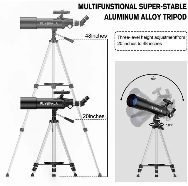 Alt view image 5 of 6 - Telescope for Kids and Adults,80mm Aperture 600mm Focal Length Beginners Astronomical Telescope for Adults high Powered (30X-750X),Refractor Astronomy telescopes Kids 6-8 8-12 Over 5 Year Old