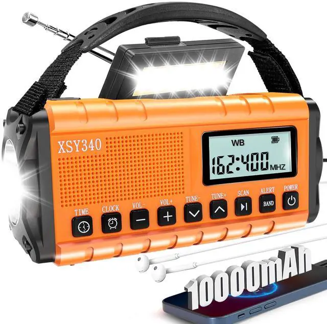 Main image of 10000mAh Emergency Radio with NOAA Weather Portable Solar Powered Hand Crank AM/FM Survival Digital Display Radio,Alarm Clock,SOS Emergency Flashlight,Family Emergency Essentials