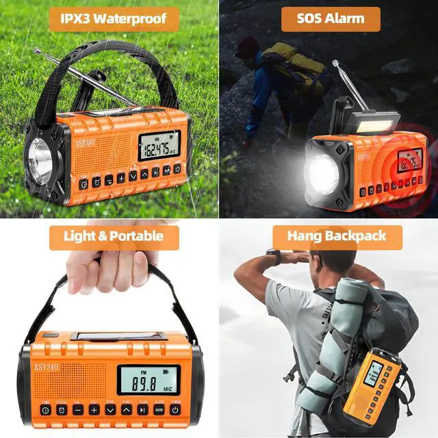 Alt view image 6 of 6 - 10000mAh Emergency Radio with NOAA Weather Portable Solar Powered Hand Crank AM/FM Survival Digital Display Radio,Alarm Clock,SOS Emergency Flashlight,Family Emergency Essentials