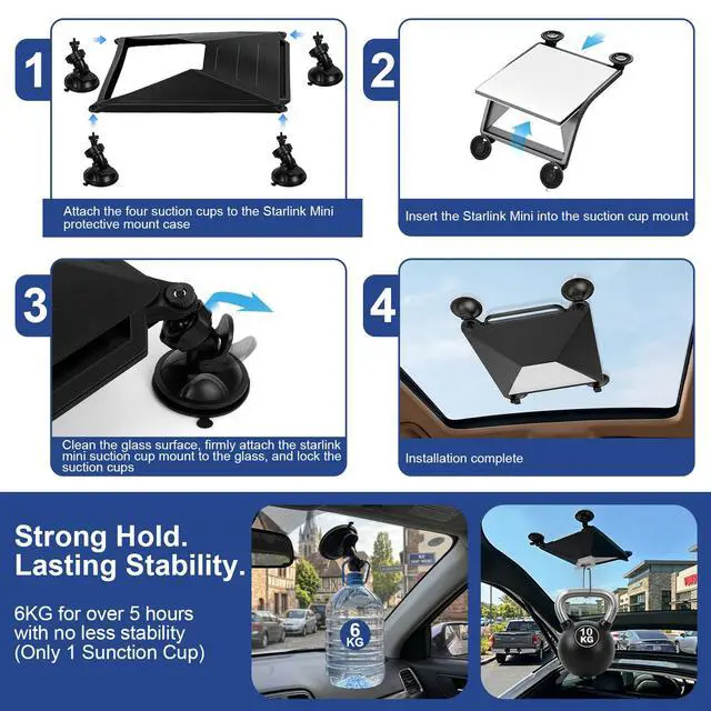 Alt view image 2 of 6 - Starlink Mini Mount Kit & Starlink Mini Protective Cover, Suction Cup Mount 3-in-1 Silicone Case with Front Cover Compatible with Window, Sunroof, Windshield Mount for RV, Truck, Jeep, Camping Travel