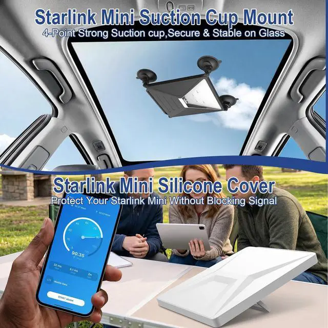 Alt view image 4 of 6 - Starlink Mini Mount Kit & Starlink Mini Protective Cover, Suction Cup Mount 3-in-1 Silicone Case with Front Cover Compatible with Window, Sunroof, Windshield Mount for RV, Truck, Jeep, Camping Travel
