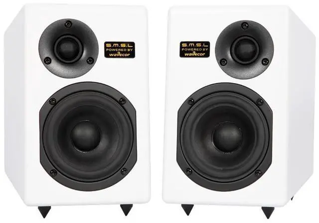 Main image of SMSL Bookshelf Speakers Tabebuia, Studio Hi-Fi Speakers for Home Audio Wavecor Custom Drivers, 100 Watts Per Channel, Audiophile HIFI Two-Way Bookshelf Desktop Surround Passive Speaker, White(Pair)