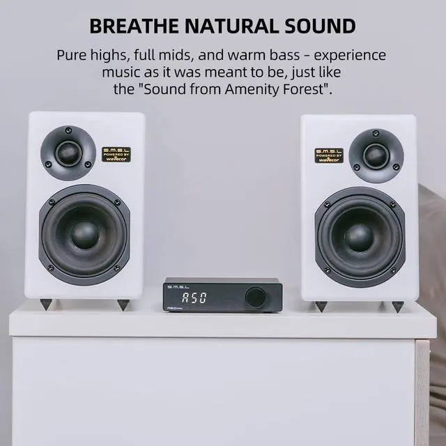 Alt view image 2 of 5 - SMSL Bookshelf Speakers Tabebuia, Studio Hi-Fi Speakers for Home Audio Wavecor Custom Drivers, 100 Watts Per Channel, Audiophile HIFI Two-Way Bookshelf Desktop Surround Passive Speaker, White(Pair)