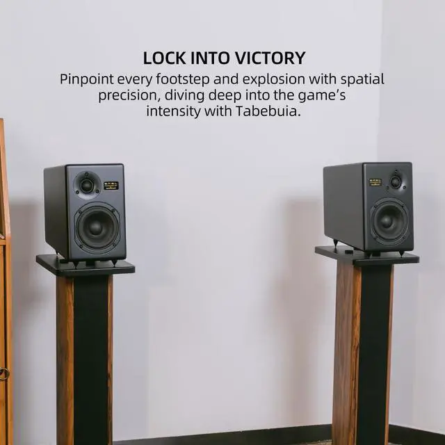 Alt view image 4 of 5 - SMSL Bookshelf Speakers Tabebuia, Studio Hi-Fi Speakers for Home Audio Wavecor Custom Drivers, 100 Watts Per Channel, Audiophile HIFI Two-Way Bookshelf Desktop Surround Passive Speaker, White(Pair)