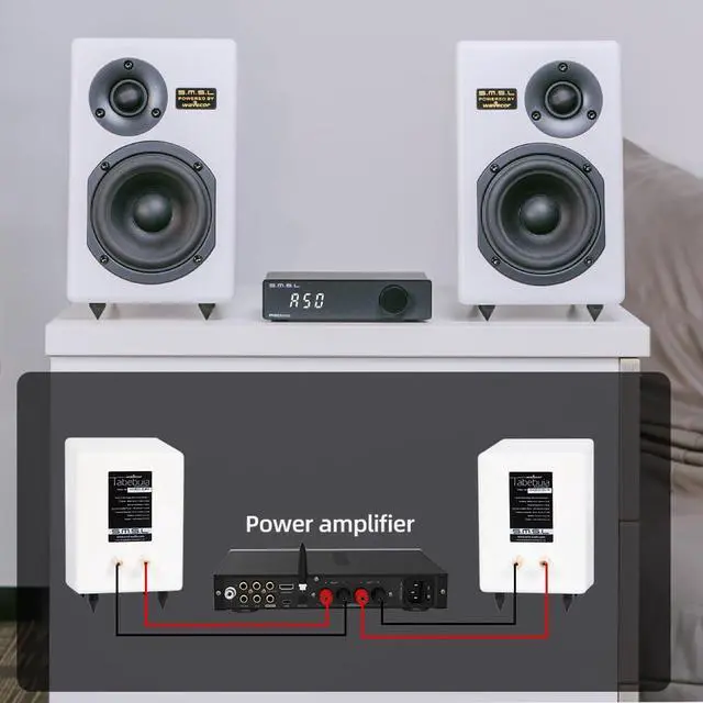 Alt view image 5 of 5 - SMSL Bookshelf Speakers Tabebuia, Studio Hi-Fi Speakers for Home Audio Wavecor Custom Drivers, 100 Watts Per Channel, Audiophile HIFI Two-Way Bookshelf Desktop Surround Passive Speaker, White(Pair)