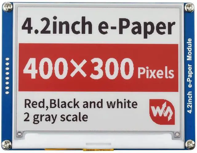 Main image of 4.2inch E-Ink Display Module Compatible with Raspberry Pi 5/4B/3B/Zero/Zero W/Zero 2W/Pico/Pico W/Pico WH, 400x300 Resolution Three-Color SPI Interface