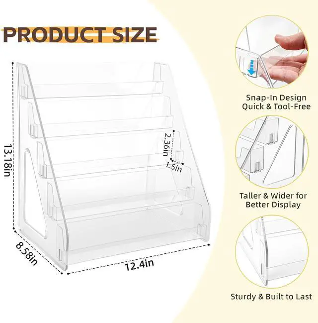 Alt view image 2 of 6 - Acrylic CD Rack 5-Tier Cascading CD Storage Organizer, Holds Up to 30 CD Jewel Cases, Clear CD & DVD Display Shelf for Music, Postcards & Cosmetics(1PC)
